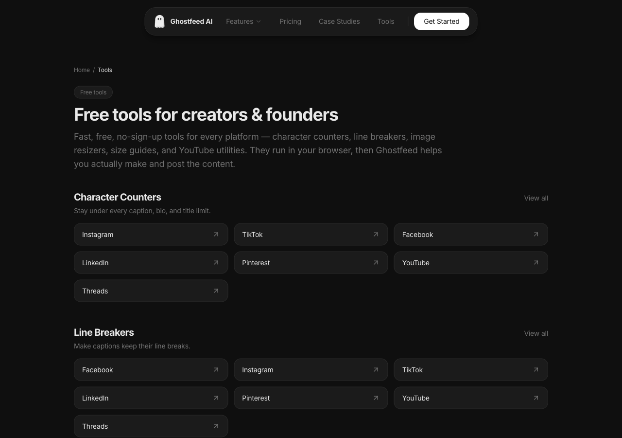 Free tools for creators and founders