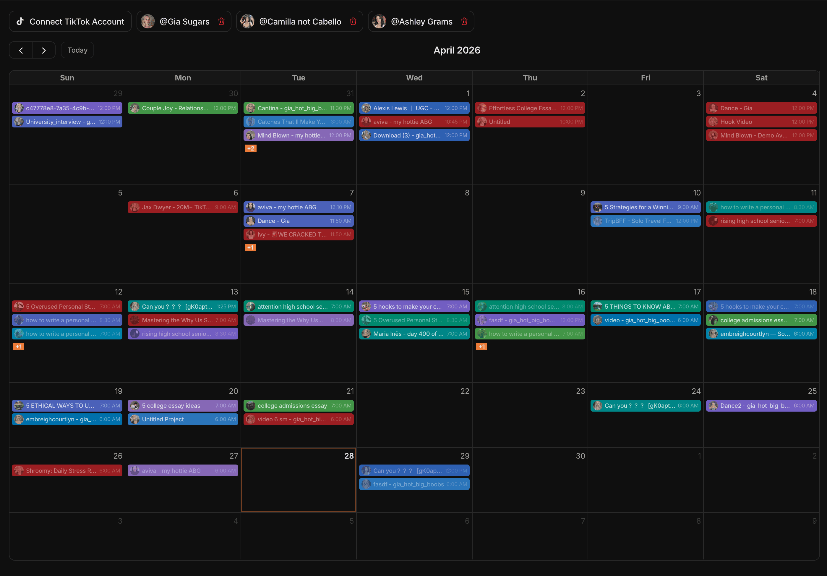 Ghostfeed scheduling calendar